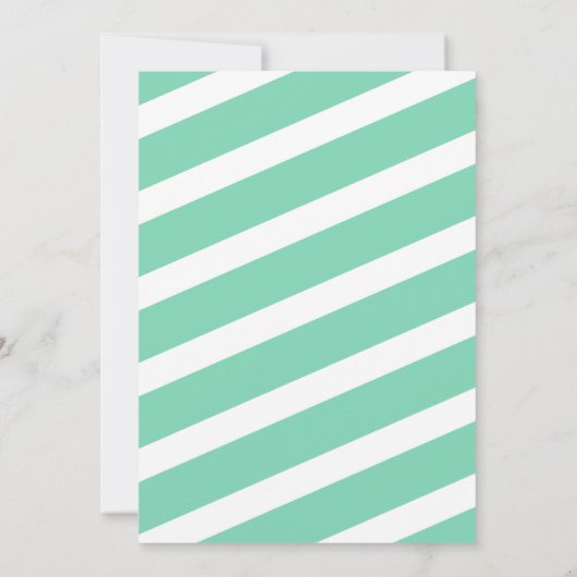 ミントのストライプのピンクの水彩画の花のベビーシャワー 招待状 (裏面)