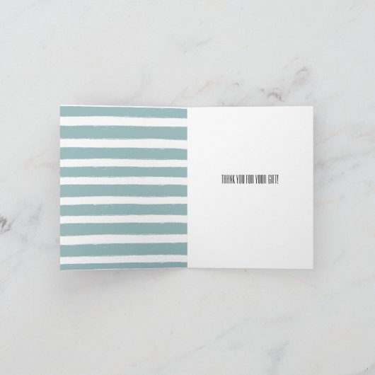 ミントのストライプ柄のマリンシリーズのスターフィッシュビーチ サンクス サンキューカード (内部)