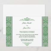 ミントのダマスクボーダー招待状 招待状 (正面/裏面)