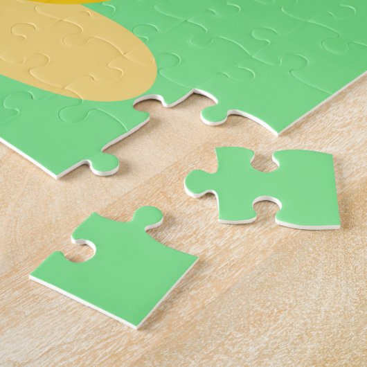 ミントのティーカップ漫画のかわいい猫 ジグソーパズル (側面)