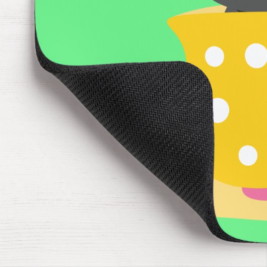 ミントのティーカップ漫画のかわいい猫 マウスパッド (コーナー)