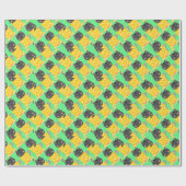 ミントのティーカップ漫画のかわいい猫 ラッピングペーパー (フラット)