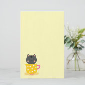 ミントのティーカップ漫画のかわいい猫 便箋 (スタンド正面)