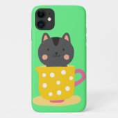 ミントのティーカップ漫画のかわいい猫 Case-Mate iPhoneケース (裏面)
