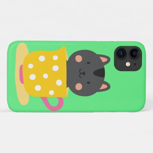 ミントのティーカップ漫画のかわいい猫 Case-Mate iPhoneケース (裏面(横))
