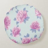 ミントのピンクのバラ，みすぼらしいシックビクトリアン，美しい ラウンドクッション (裏面)