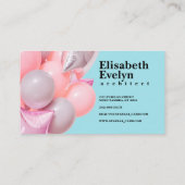 ミントのピンクの誕生日エアバルーン 名刺 (裏面)