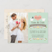 ミントのラブバード　ドーブ　セイブ・ザ・デート 案内ポストカード (正面/裏面)