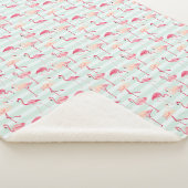 ミントのレトロのフラミンゴは縞で飾ります シェルパブランケット (3/4)