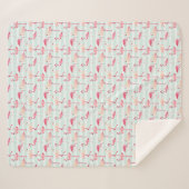 ミントのレトロのフラミンゴは縞で飾ります シェルパブランケット (正面(横))