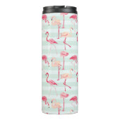 ミントのレトロのフラミンゴは縞で飾ります タンブラー (裏面)