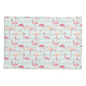 ミントのレトロのフラミンゴは縞で飾ります 枕カバー (裏面-左)