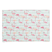 ミントのレトロのフラミンゴは縞で飾ります 枕カバー (正面右)