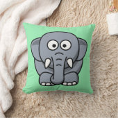 ミントの上の漫画の象 クッション (ブランケット)