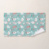 ミントの冬のクリスマスのミッテンス模様 バスタオルセット (ハンドタオル)