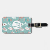 ミントの冬のクリスマスのミッテンス模様 ラゲッジタグ (正面横)
