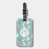 ミントの冬のクリスマスのミッテンス模様 ラゲッジタグ (正面縦)