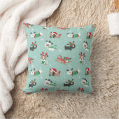 ミントの可愛いクリスマス犬 クッション (ブランケット)