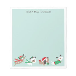 ミントの可愛いクリスマス犬 ノートパッド