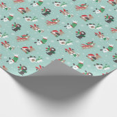 ミントの可愛いクリスマス犬 ラッピングペーパー (角)