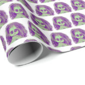 ミントの散らかった髪の不気味な人形の頭 ラッピングペーパー (ロールコーナー)