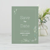 ミントの水彩ボタニカルグリーン Save The Date 招待状 (スタンド正面)