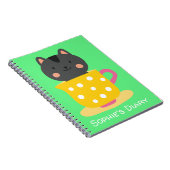 ミントの湯飲みに入ったかわいい猫の漫画 ノートブック (右側)