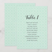 ミントの結婚式座席表。シンプルなテーブルプラン 招待状 (正面/裏面)