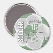ミントの緑と白がサッカーボールを個人設定 マグネット (正面/裏面)