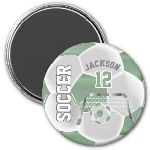 ミントの緑と白がサッカーボールを個人設定 マグネット