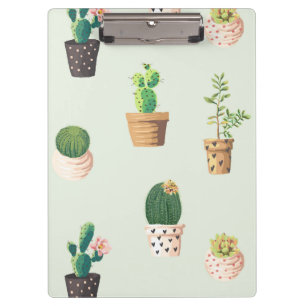 ミントの背景にロマンチックかわいい多肉果のサボテン クリップボード