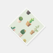 ミントの背景にロマンチックかわいい多肉果のサボテン スタンダードカクテルナプキン (角)