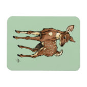 ミントの背景を持つ子鹿 マグネット (横)