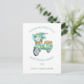 ミントの花とスクーターの出発パーティー インビテーションポストカード (スタンド正面)