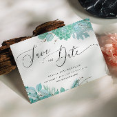 ミントの花と多肉植物。冬のサボテンウェディング セーブザデート