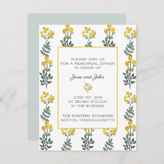 ミントの花の彩り豊かなリハーサル招待状 招待状 (正面/裏面)