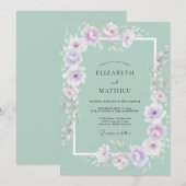 ミントの花輪 ロマンティックな結婚式 招待状 (正面/裏面)