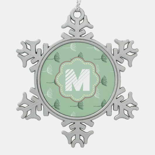 ミントの花 スノーフレークピューターオーナメント (正面)