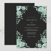 ミントの葉とブラックユーカリの結婚式 招待状 (正面/裏面)