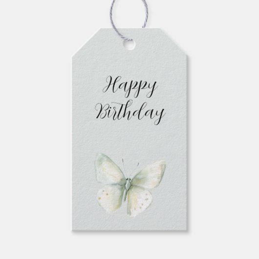 ミントの蝶々の誕生日 ギフトタグ (正面)