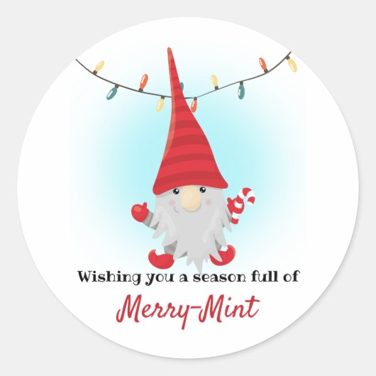 ミントの飴の杖 クリスマス ラウンドシール (正面)