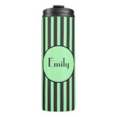 ミントはっきりしたグリーン&ブラックストライプパーソナライズされた タンブラー (正面)