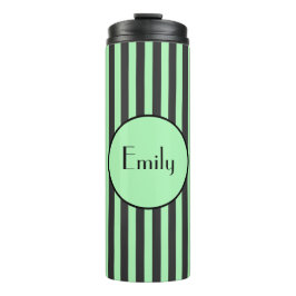 ミントはっきりしたグリーン&ブラックストライプパーソナライズされた タンブラー