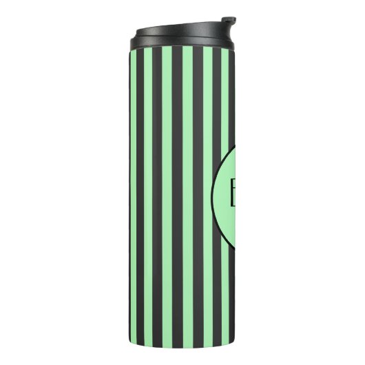 ミントはっきりしたグリーン&ブラックストライプパーソナライズされた タンブラー (回転左)