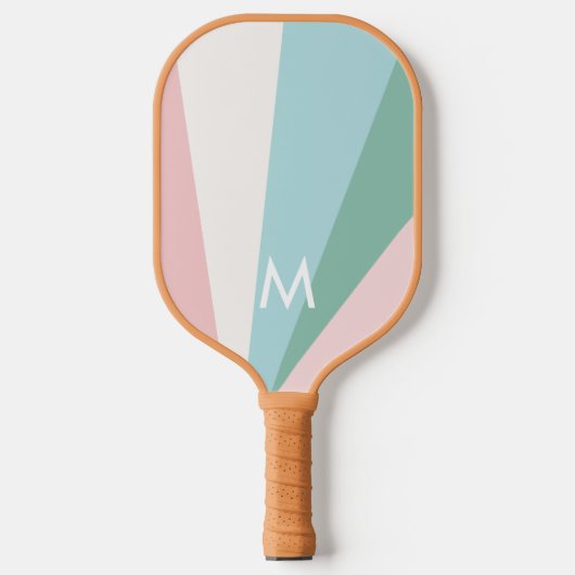 ミントはっきりしたピンクシャーベットモノグラムモダン ピックルボールラケット (正面)