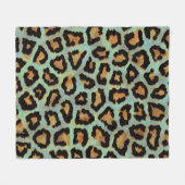 ミントは私をティール(緑がかった色)のヒョウのプリントのスタイル毛布悩まします フリースブランケット (正面(横))