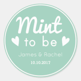 ミントは緑と白の結婚式の引き出物ステッカー ラウンドシール