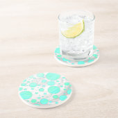 ミントアイスアクアブルー水玉模様 コースター (側面)