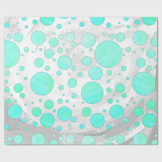 ミントアイスアクアブルー水玉模様 ラッピングペーパー (フラット)