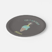 ミントアイスクリームスパークラーボーイ1st誕生日パーティー ペーパープレート (アングル)